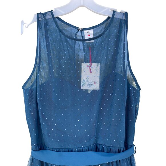 NWT Lauren Conrad Teal Blue Tulle Fit & Flare Dress Foil Dot Size 8 Snow White - Picture 3 of 14